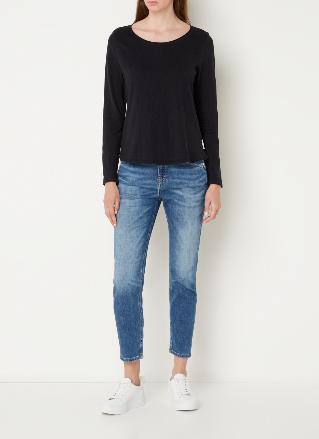 Marc O'Polo Denim High waist slim fit jeans van  katoen met medium wassing - voorkant 2 indigo