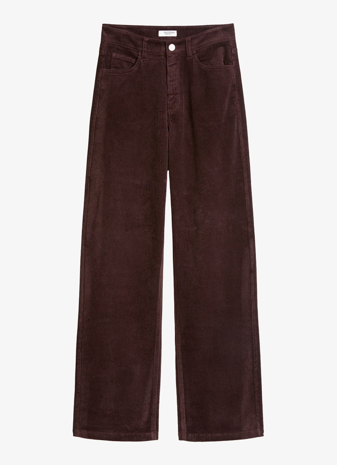 Marc O'Polo Denim High waist straight fit broek van corduroy - voorkant 2 donkerbruin