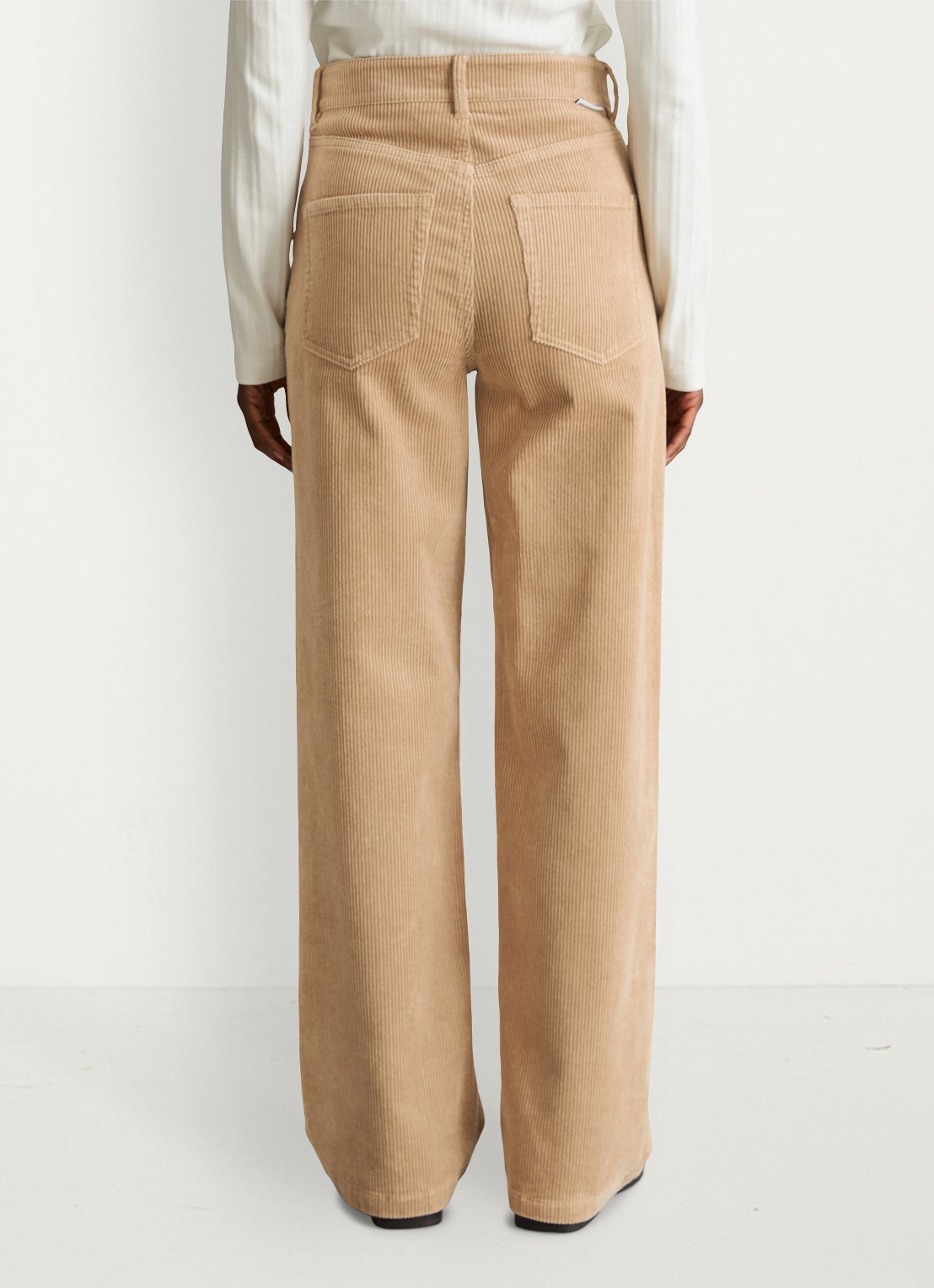 Marc O'Polo Denim High waist straight fit broek van corduroy - achterkant beige