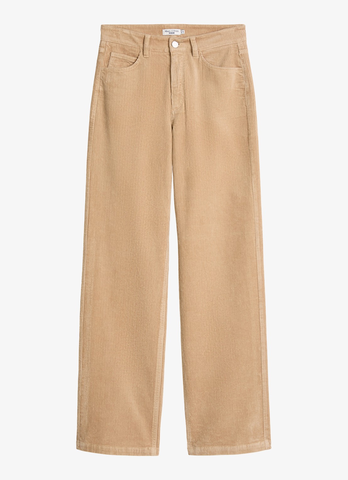 Marc O'Polo Denim High waist straight fit broek van corduroy - voorkant 2 beige