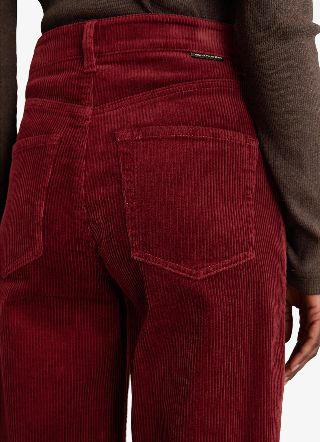 Marc O'Polo Denim High waist straight fit broek van corduroy - detail 5 donkerrood