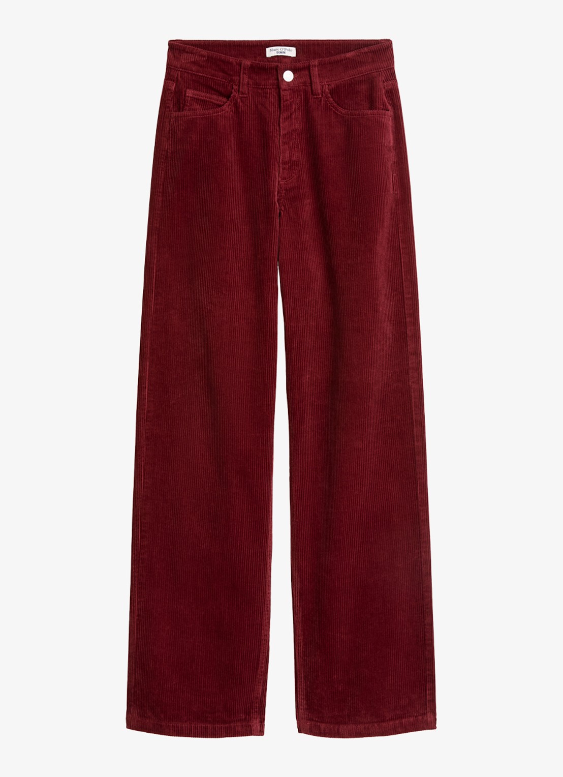 Marc O'Polo Denim High waist straight fit broek van corduroy - voorkant 2 donkerrood