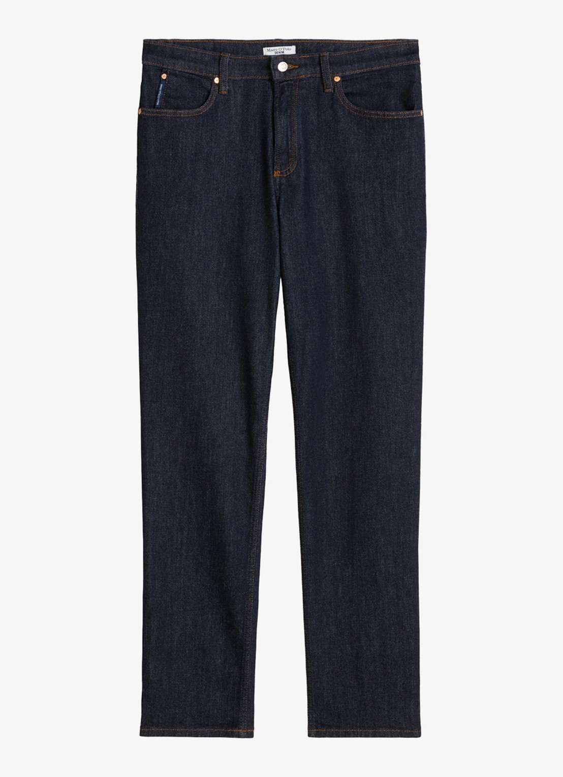 Marc O'Polo Denim High waist straight fit jeans met donkere wassing - voorkant 4 donkerblauw