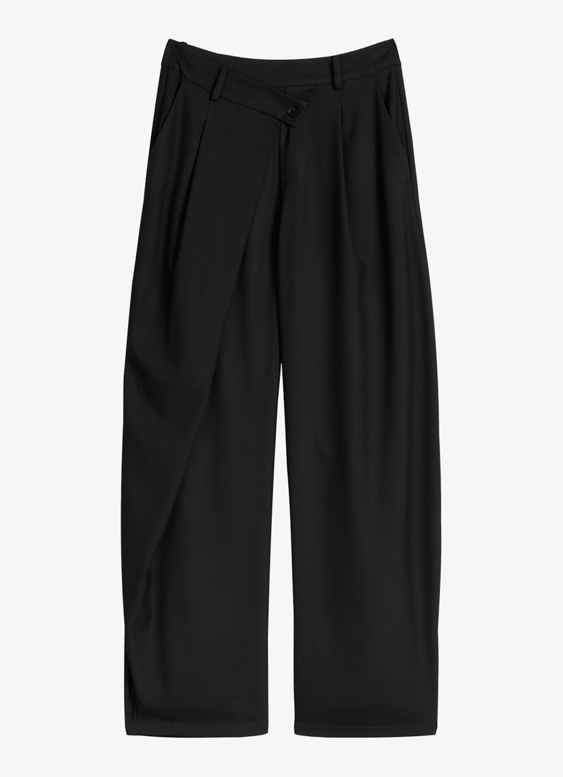 Marc O'Polo Denim High waist straight fit pantalon met plooidetail - voorkant zwart