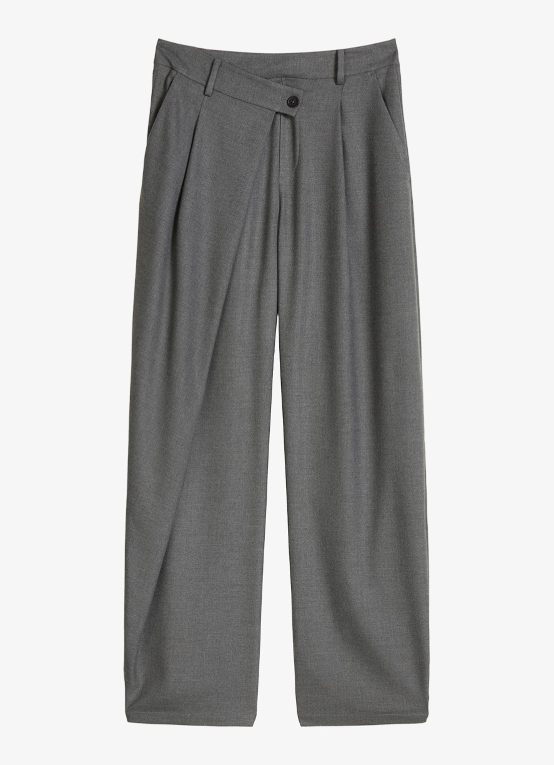 Marc O'Polo Denim High waist straight fit pantalon met plooidetail - voorkant 4 grijs