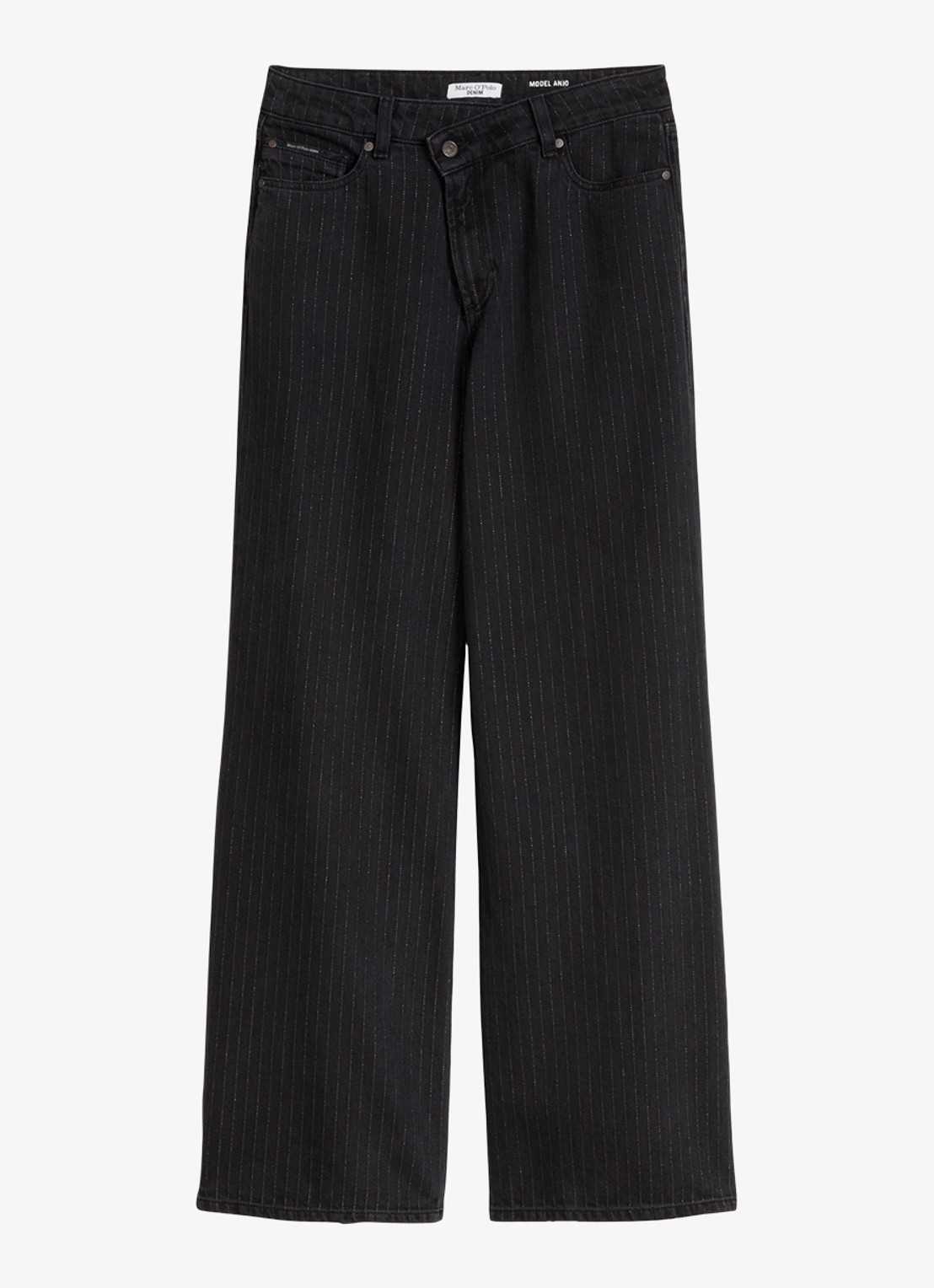 Marc O'Polo Denim High waist straight leg jeans met gekleurde wassing - voorkant 4 donkergrijs