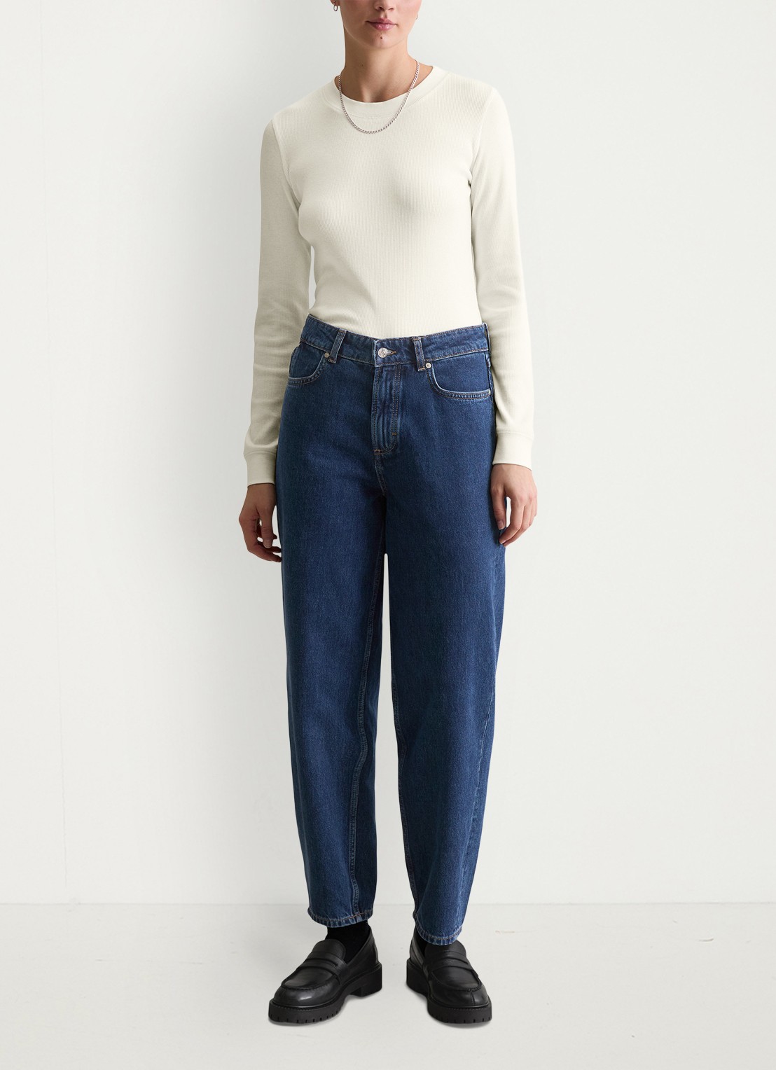 Marc O'Polo Denim High waist tapered fit jeans van katoen - voorkant 2 denim