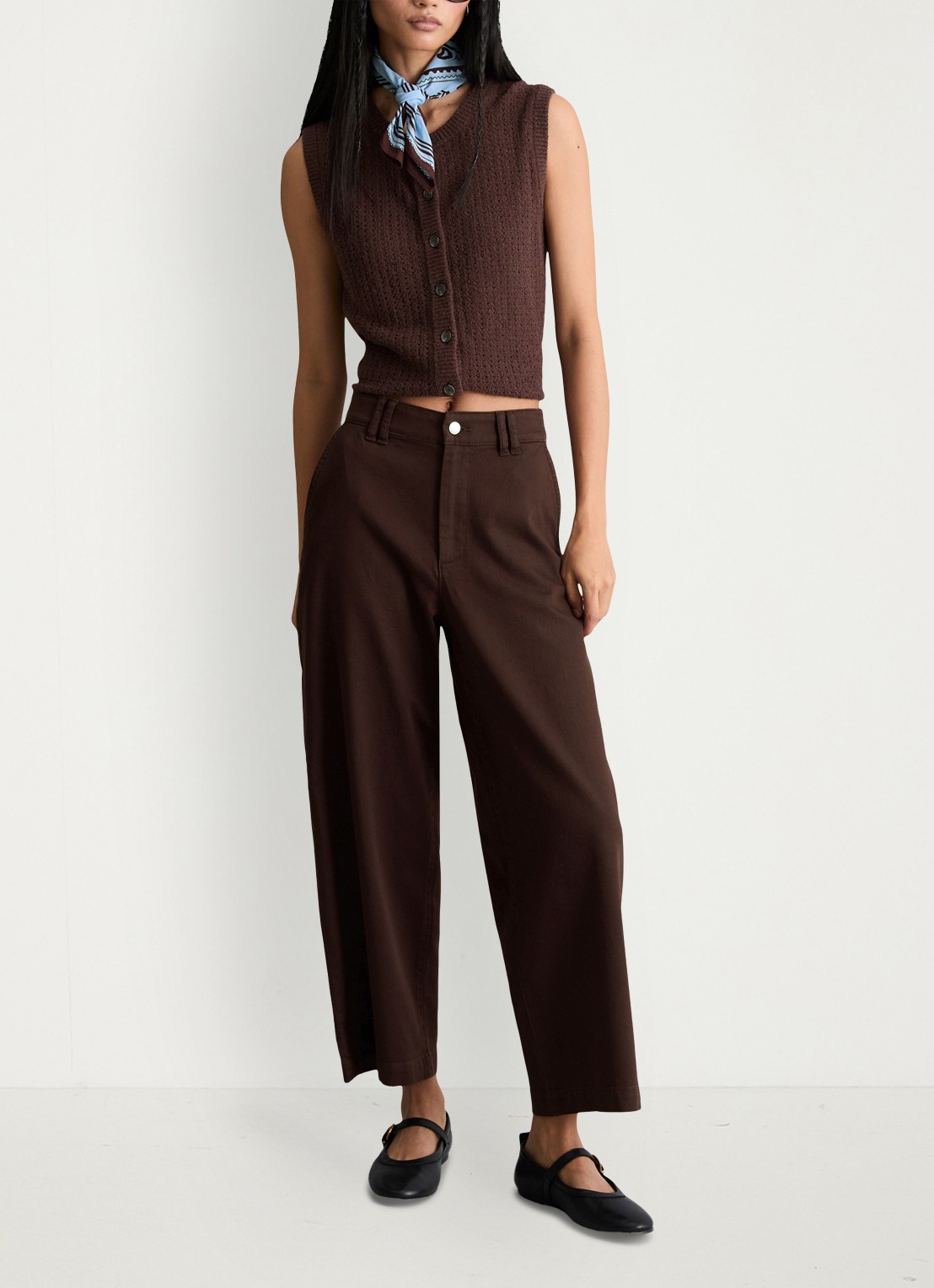 Marc O'Polo Denim High waist wide fit jeans met gekleurde wassing - voorkant 5 aubergine