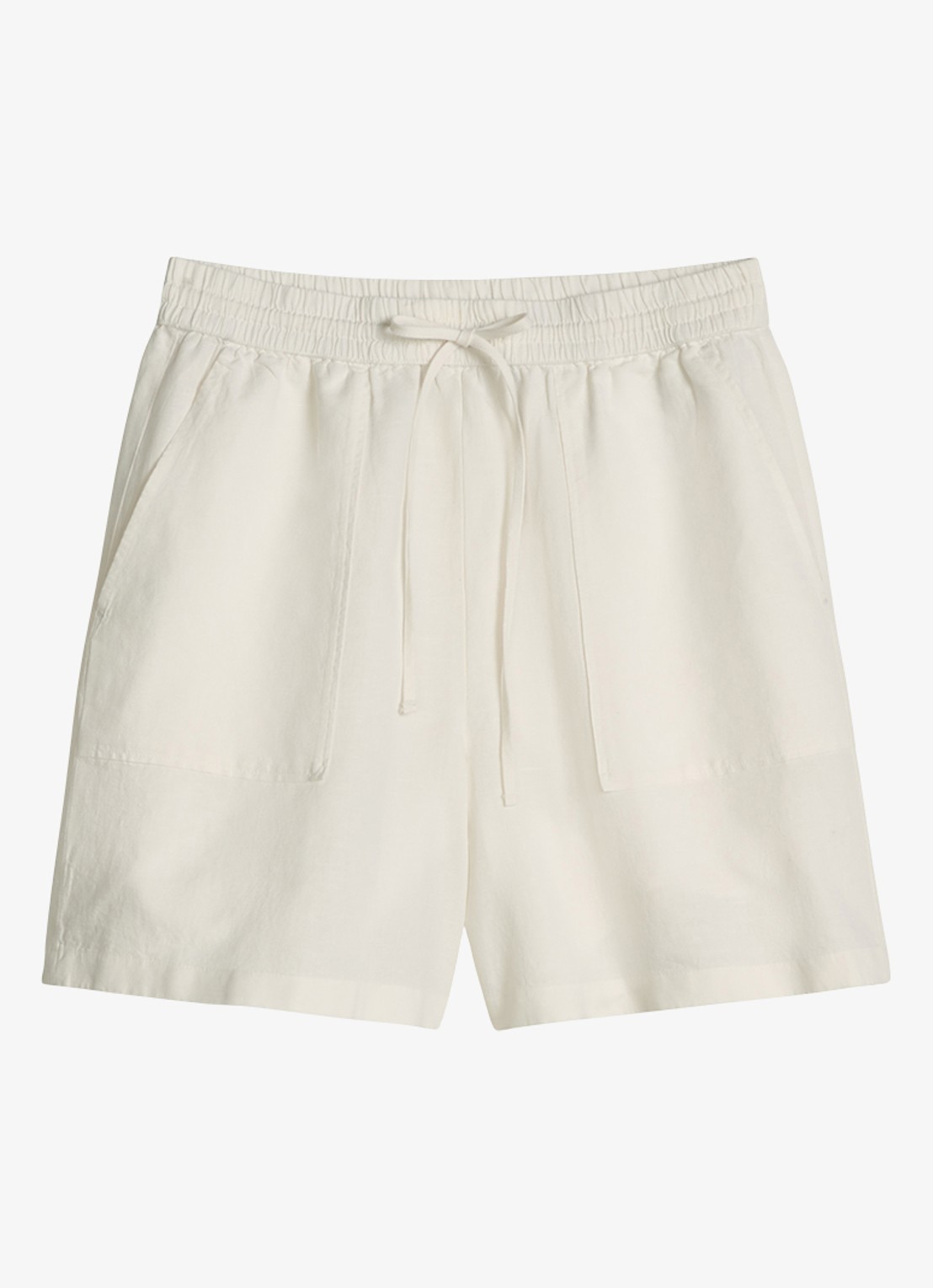 Marc O'Polo Denim High waist wide fit korte broek met steekzakken - voorkant silky white-1183 / wit
