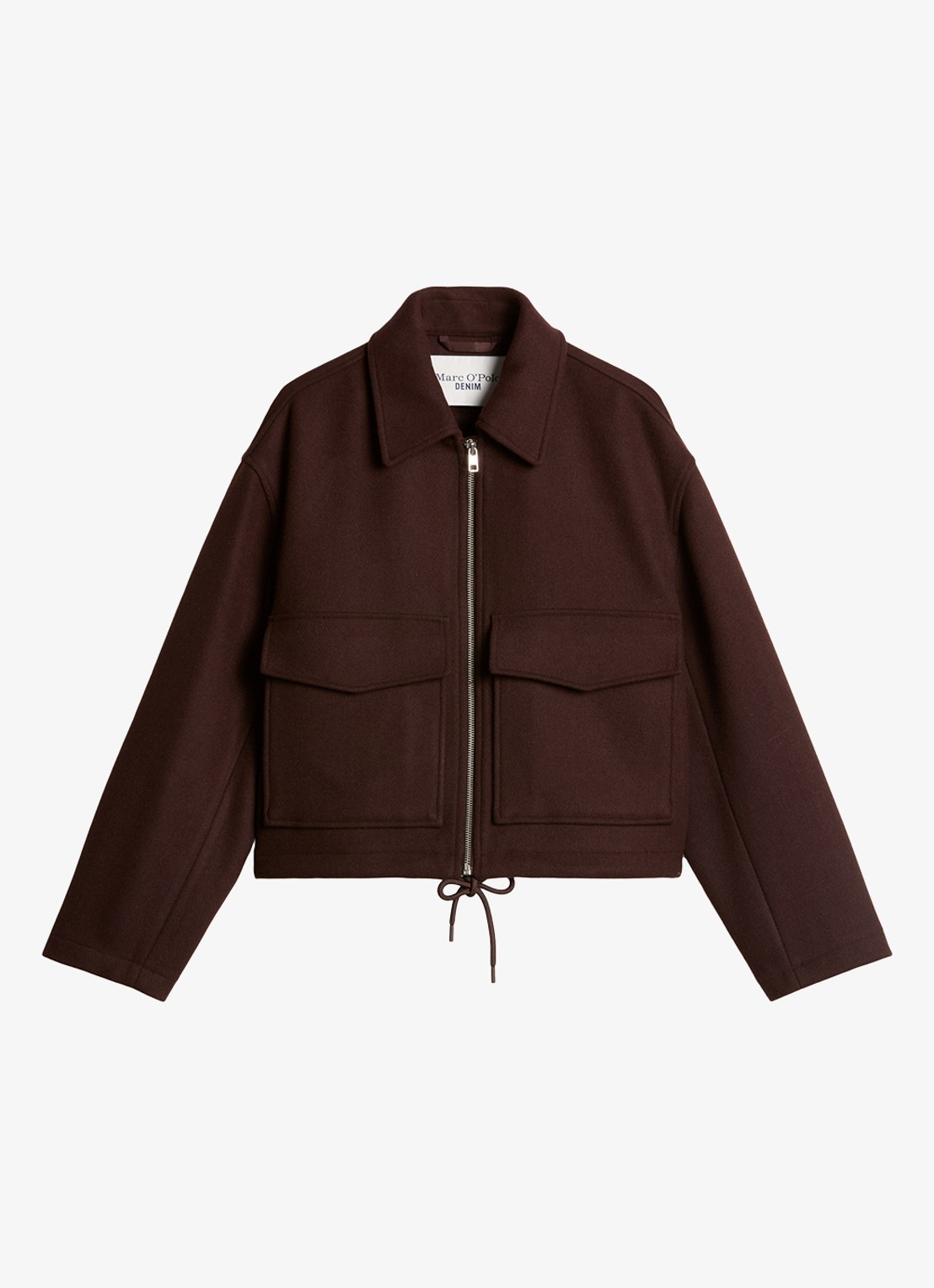 Marc O'Polo Denim Jack met klepzakken - voorkant 3 donkerbruin