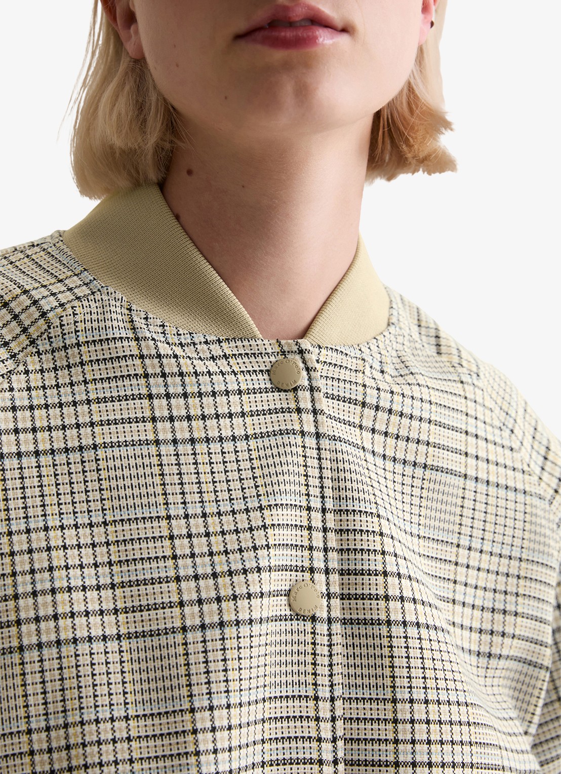 Marc O'Polo Denim Jack met ruitdessin en steekzakken - detail 5 beige
