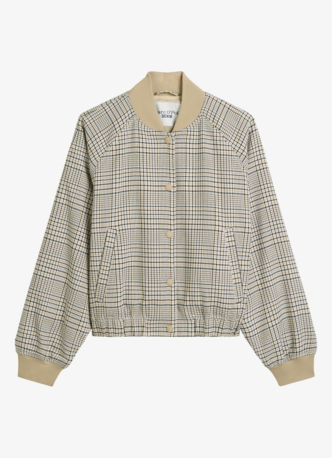 Marc O'Polo Denim Jack met ruitdessin en steekzakken - voorkant 2 beige