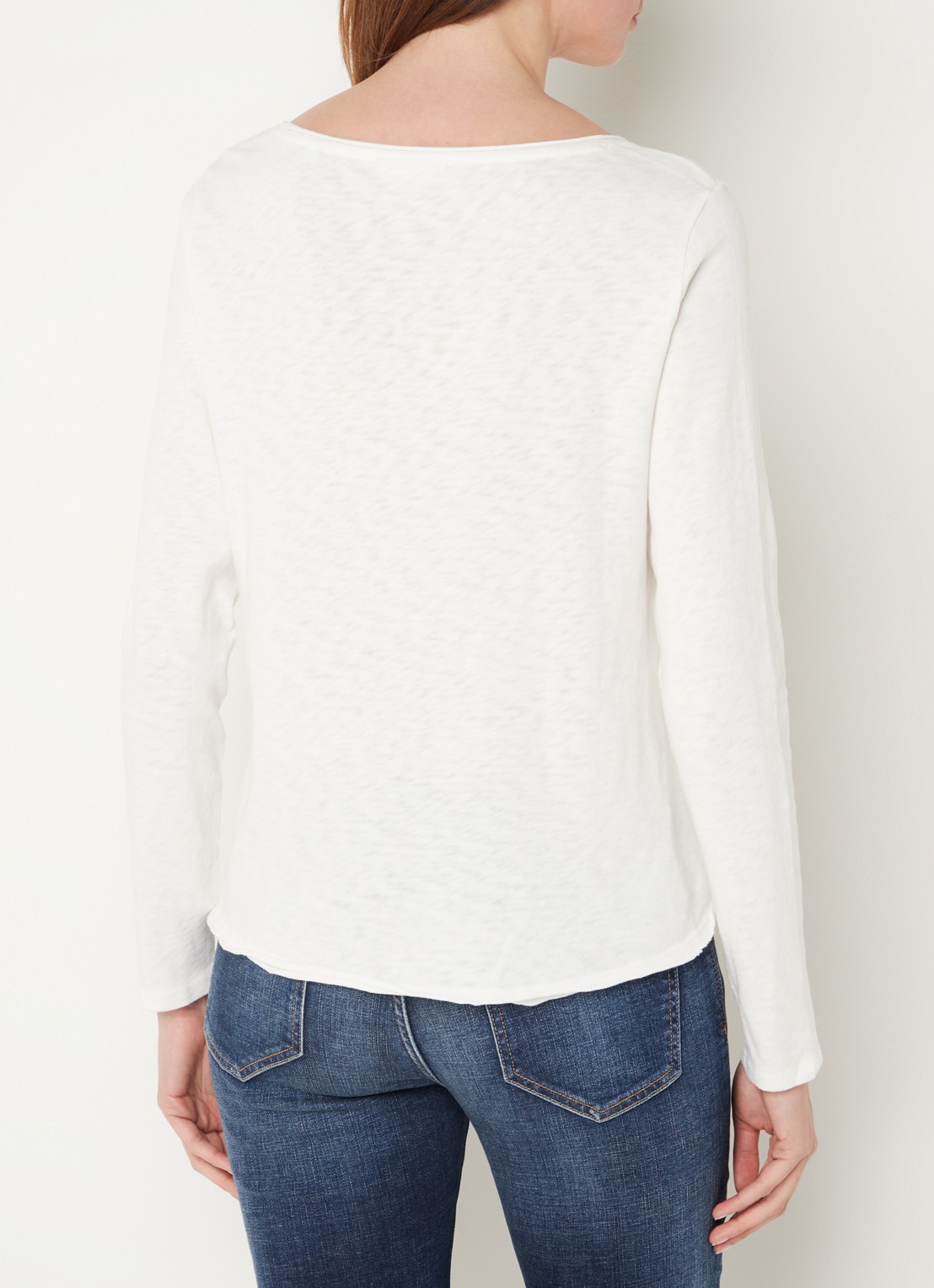 Marc O'Polo Denim Longsleeve met boothals - achterkant 2 gebroken wit