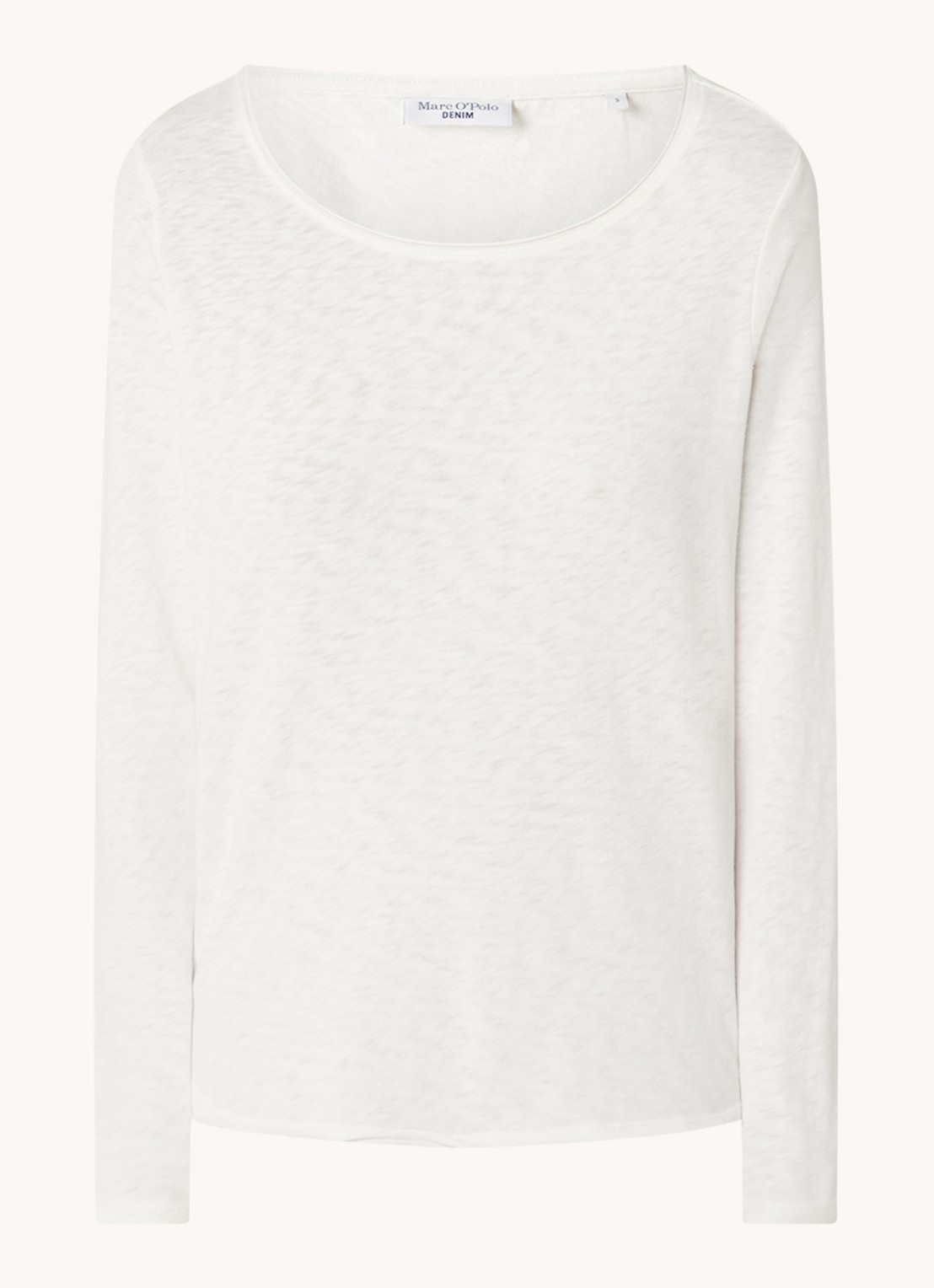 Marc O'Polo Denim Longsleeve met boothals - voorkant 3 gebroken wit