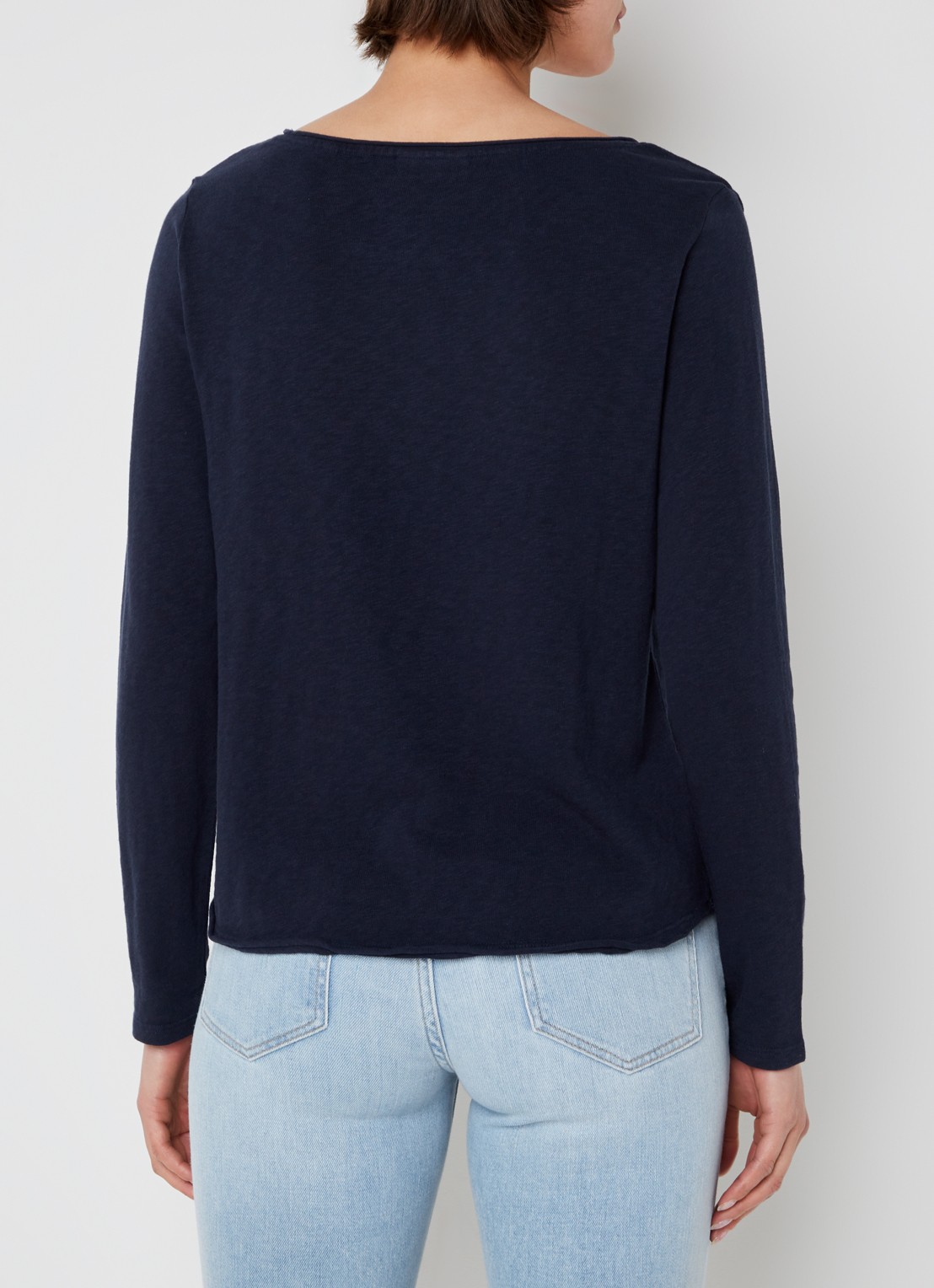 Marc O'Polo Denim Longsleeve met boothals - achterkant blauw
