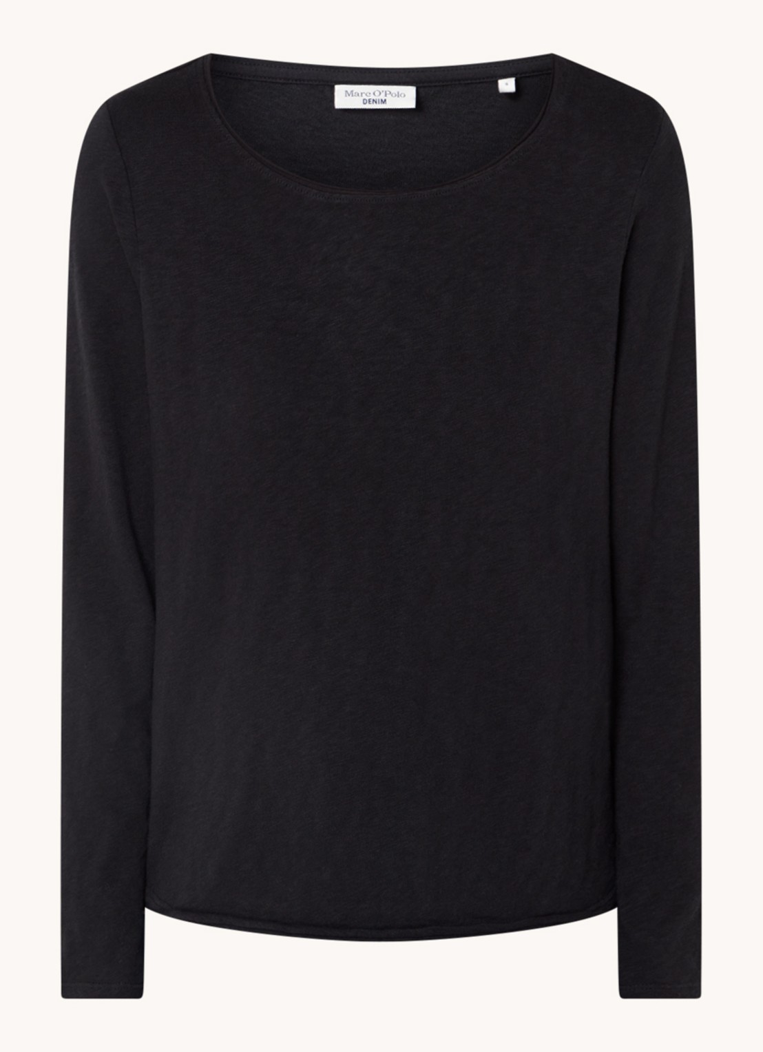 Marc O'Polo Denim Longsleeve met boothals - voorkant 3 zwart