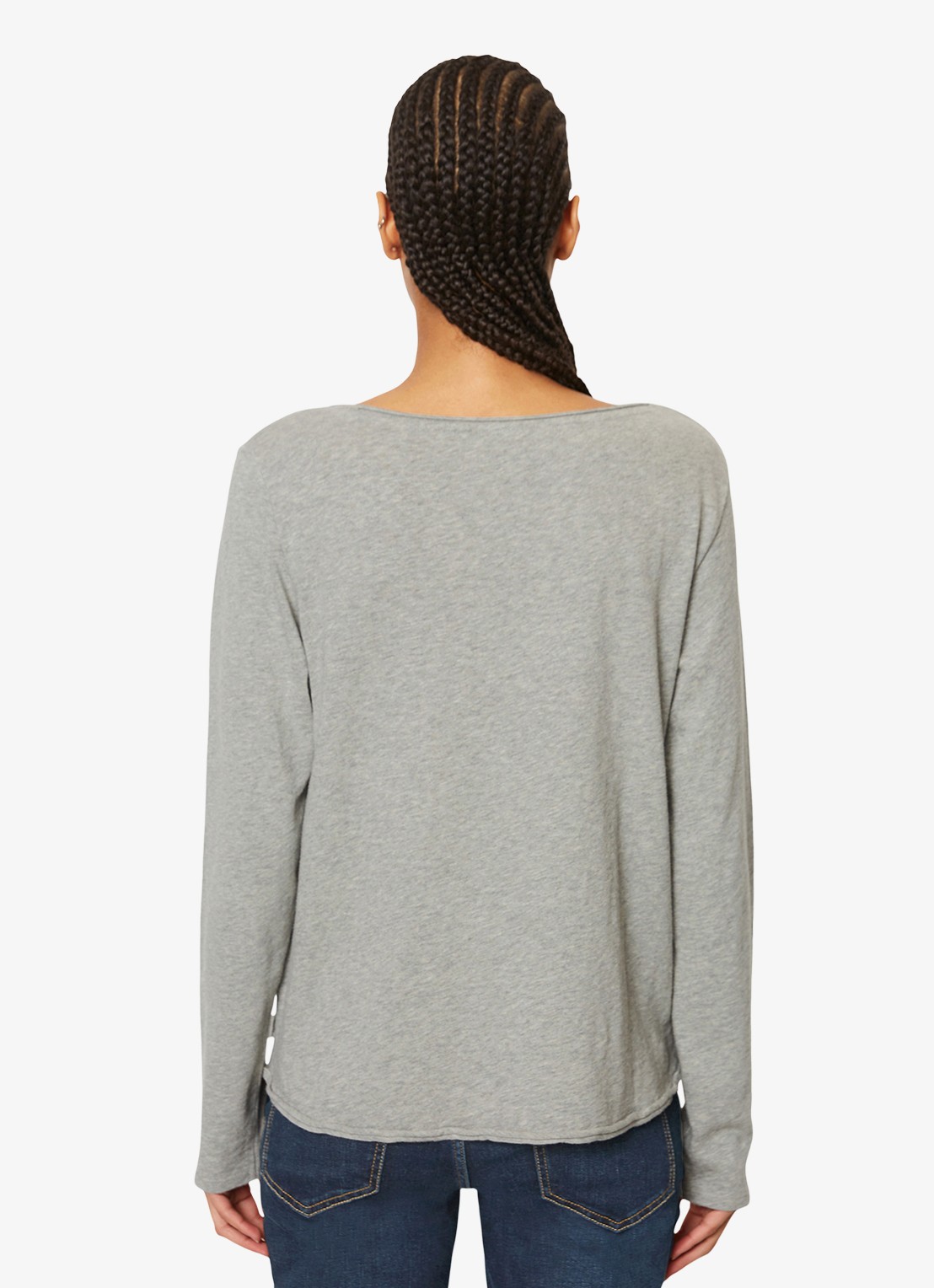 Marc O'Polo Denim Longsleeve met boothals - achterkant 4 grijs