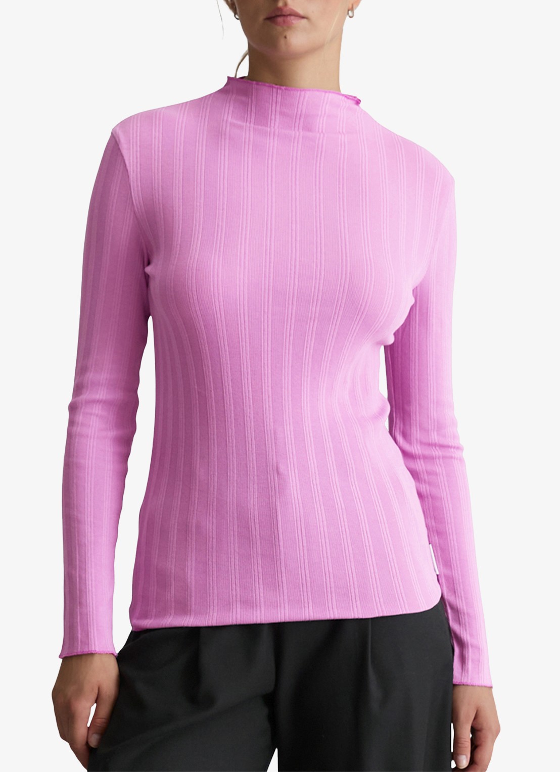 Marc O'Polo Denim Longsleeve met col  - detail lila