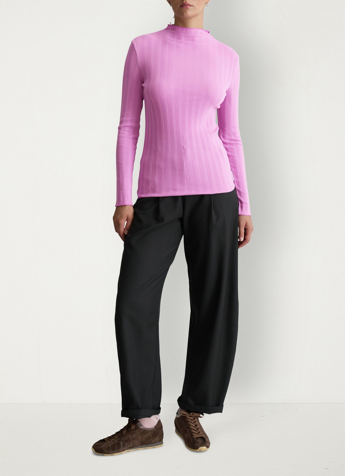 Marc O'Polo Denim Longsleeve met col  - voorkant 4 lila