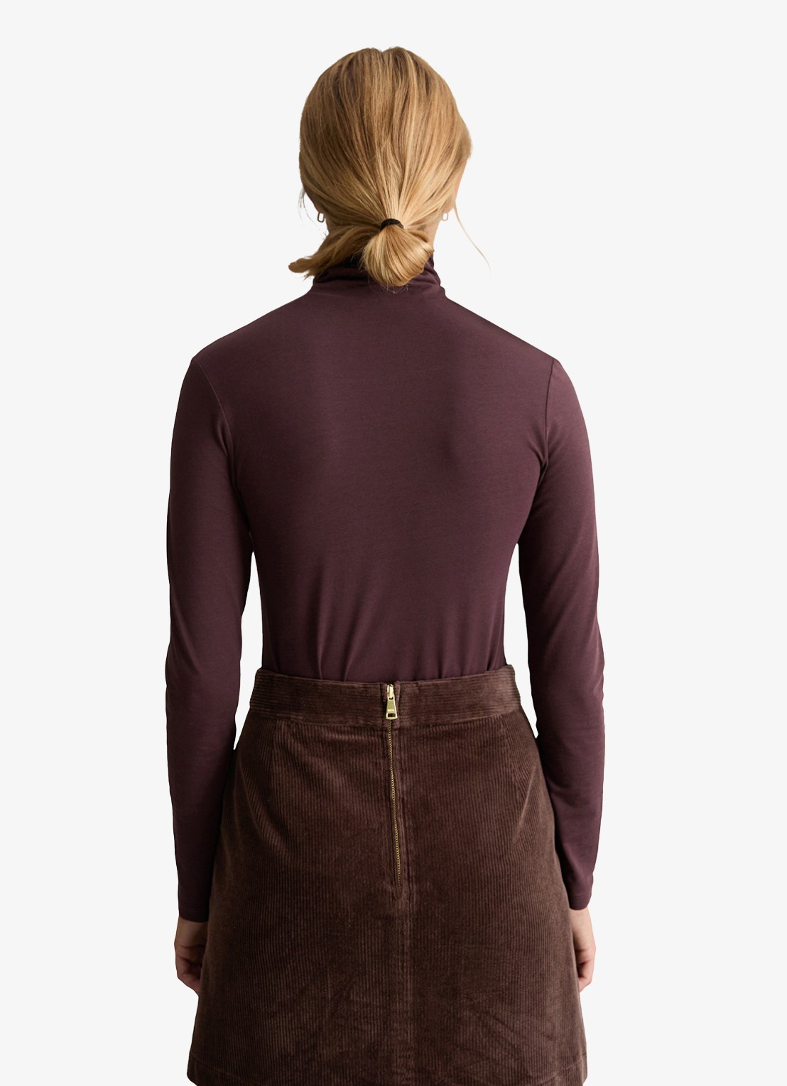 Marc O'Polo Denim Longsleeve met col - achterkant 5 donkerbruin