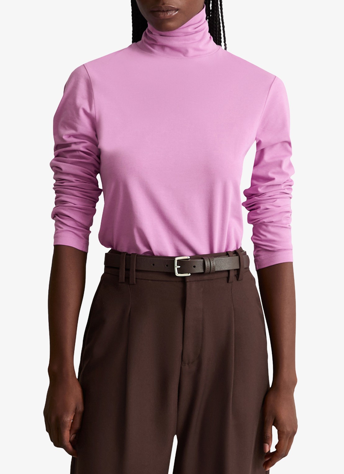 Marc O'Polo Denim Longsleeve met col - detail roze