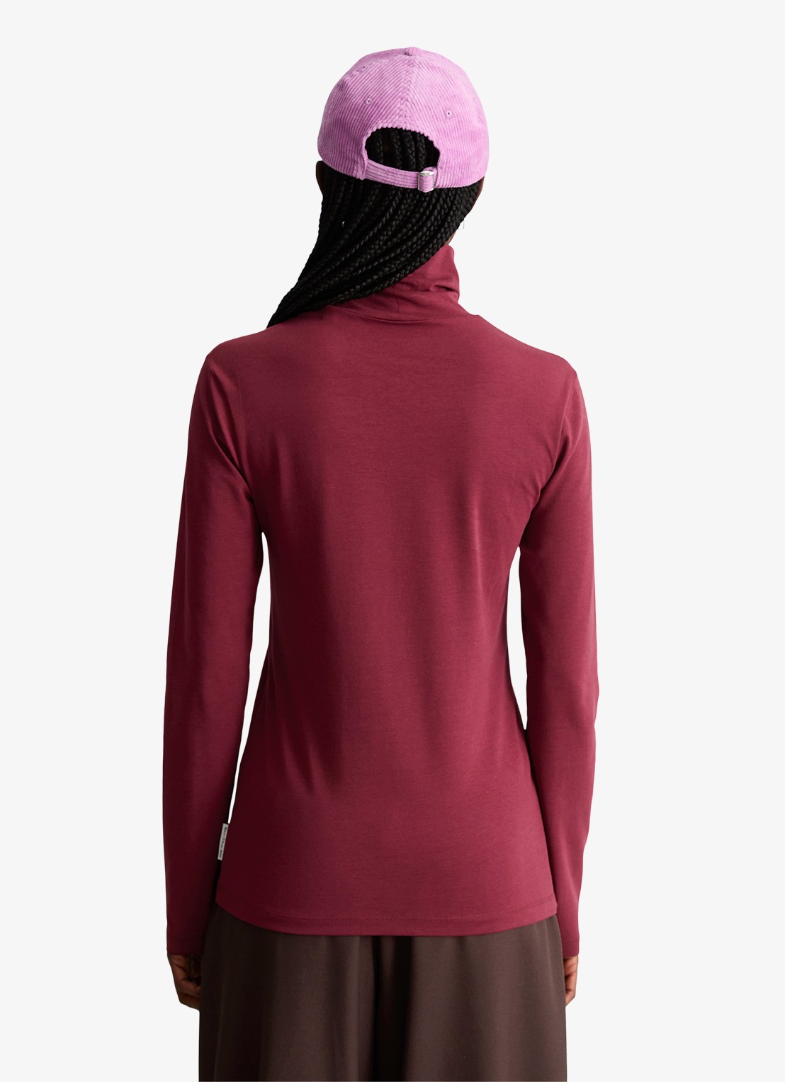 Marc O'Polo Denim Longsleeve met col - achterkant donkerrood