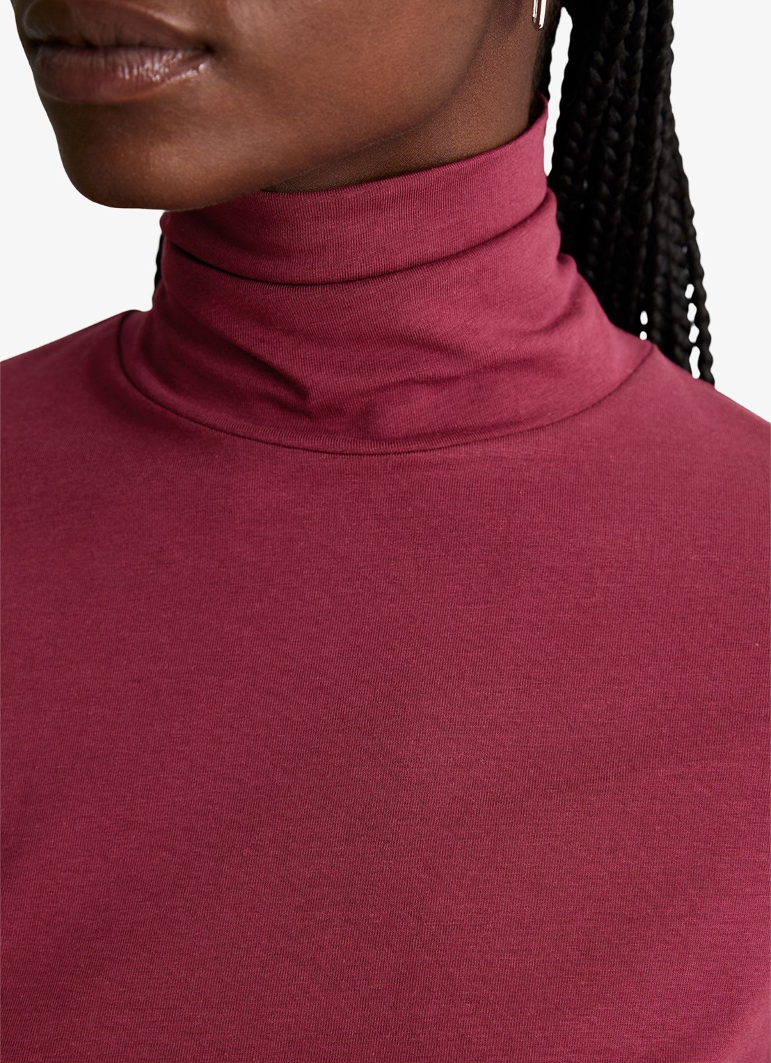 Marc O'Polo Denim Longsleeve met col - detail 3 donkerrood