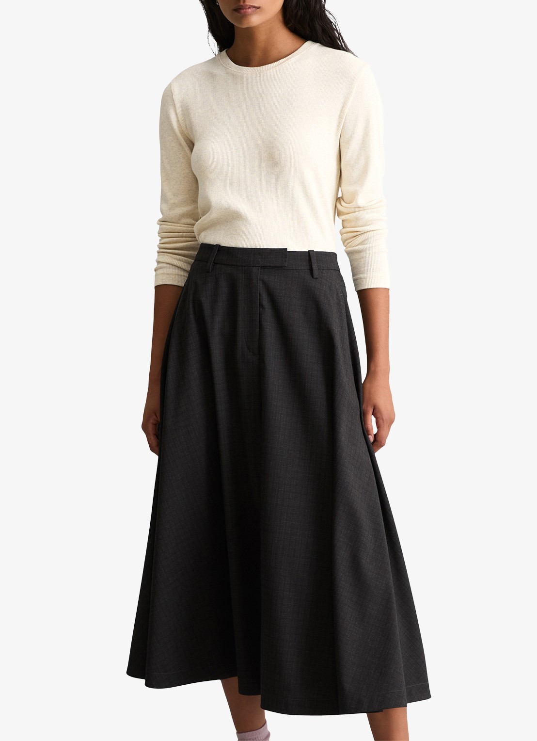 Marc O'Polo Denim Longsleeve met met ronde hals  - detail 3 creme