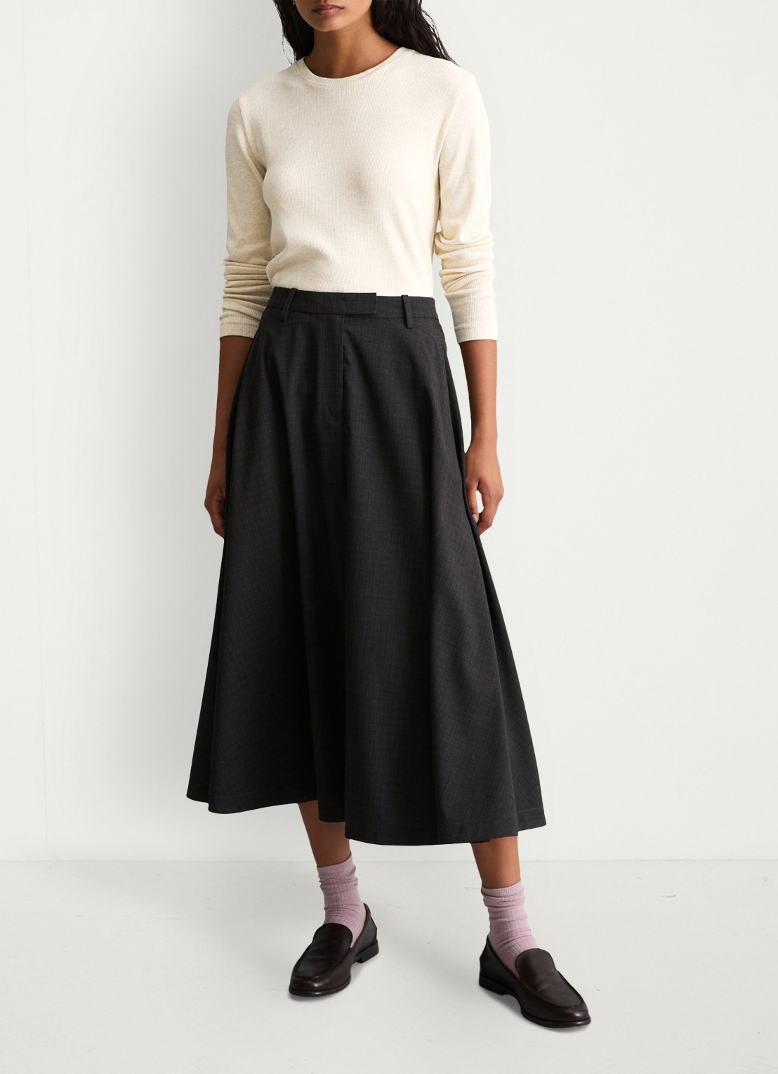 Marc O'Polo Denim Longsleeve met met ronde hals  - voorkant 2 creme