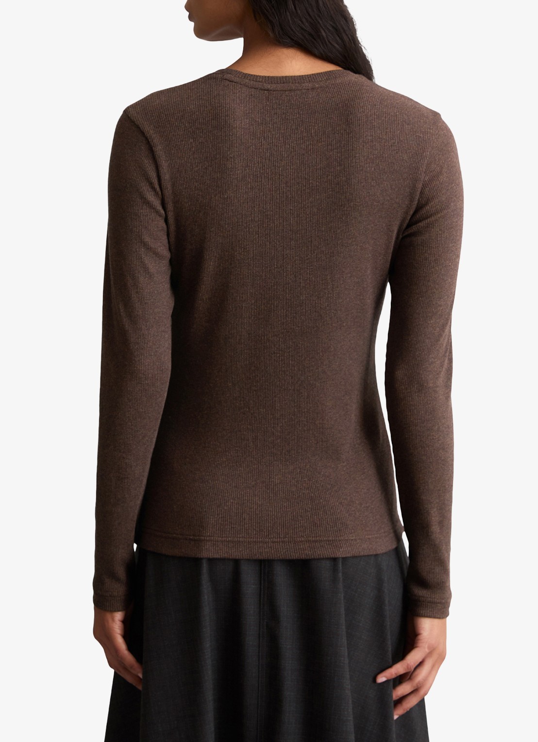 Marc O'Polo Denim Longsleeve met met ronde hals  - achterkant 5 hazelnootbruin