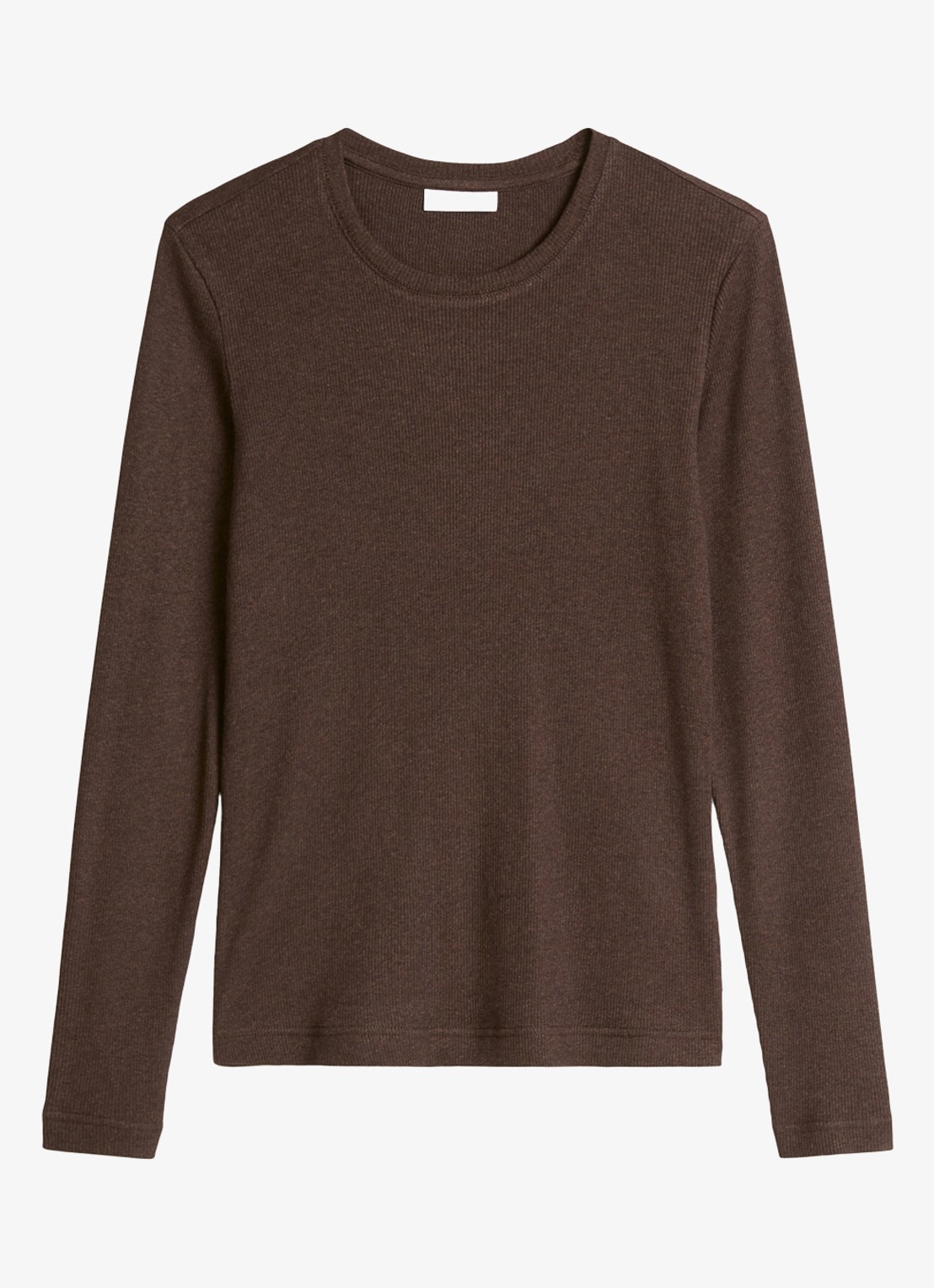 Marc O'Polo Denim Longsleeve met met ronde hals  - voorkant 3 hazelnootbruin