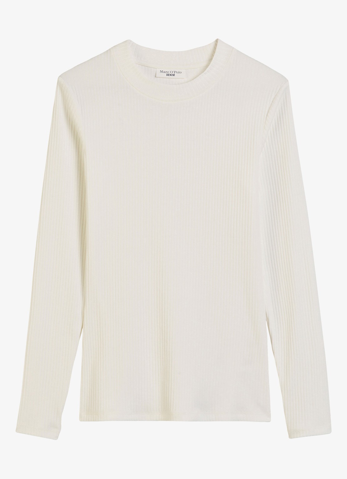 Marc O'Polo Denim Longsleeve met ribstructuur - voorkant 2 wit