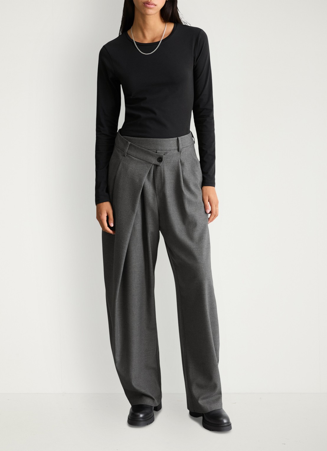 Marc O'Polo Denim Longsleeve met ronde hals - detail 3 zwart