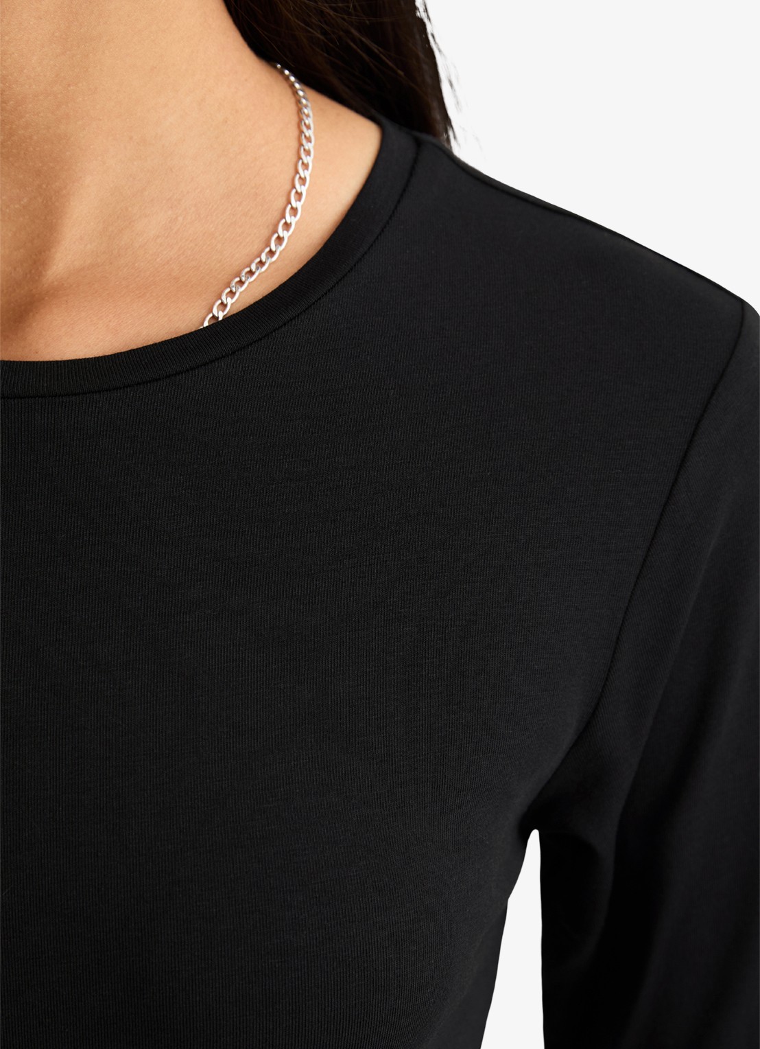Marc O'Polo Denim Longsleeve met ronde hals - detail 4 zwart