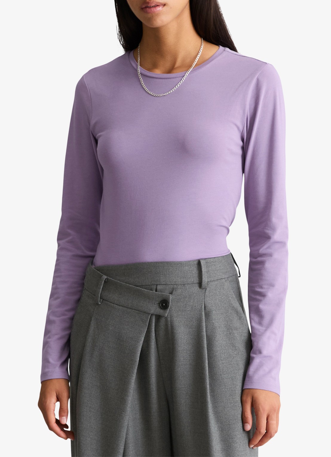 Marc O'Polo Denim Longsleeve met ronde hals - detail lila