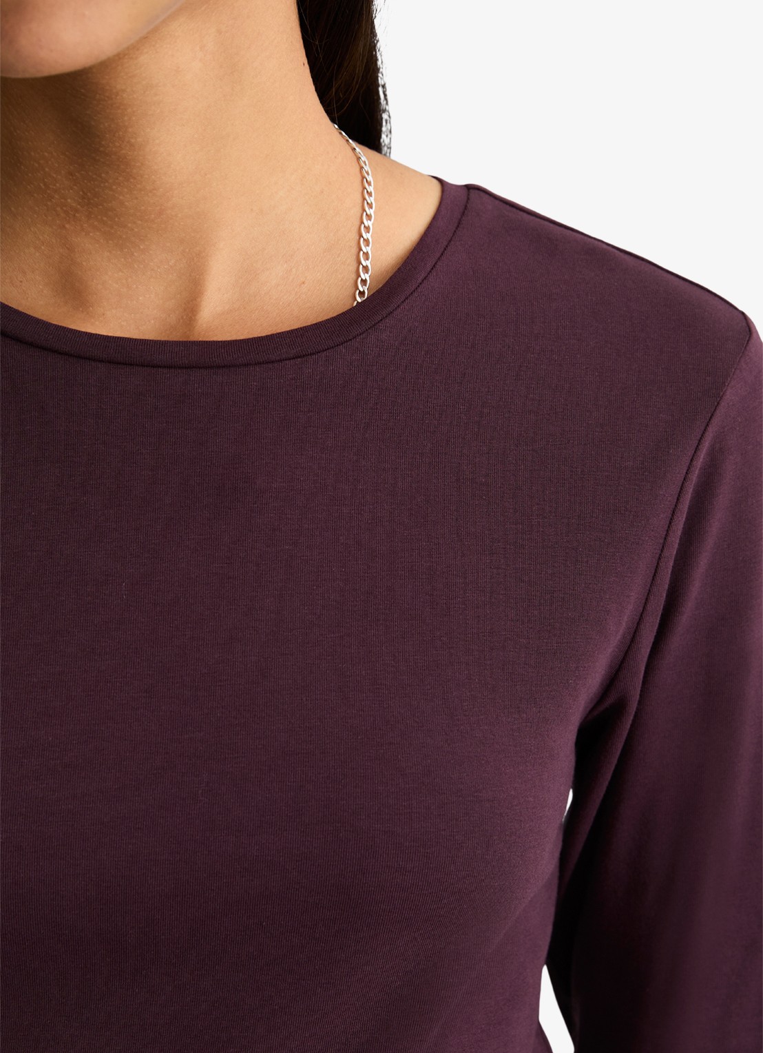 Marc O'Polo Denim Longsleeve met ronde hals - detail 2 bordeauxrood