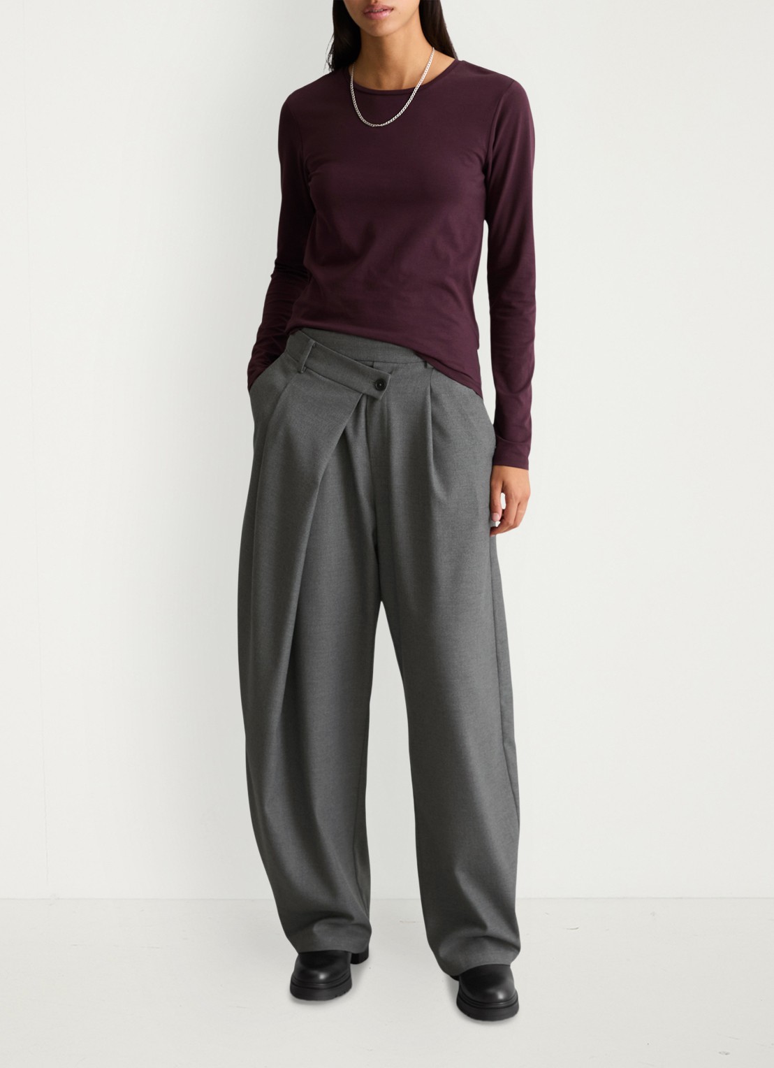 Marc O'Polo Denim Longsleeve met ronde hals - voorkant 5 bordeauxrood