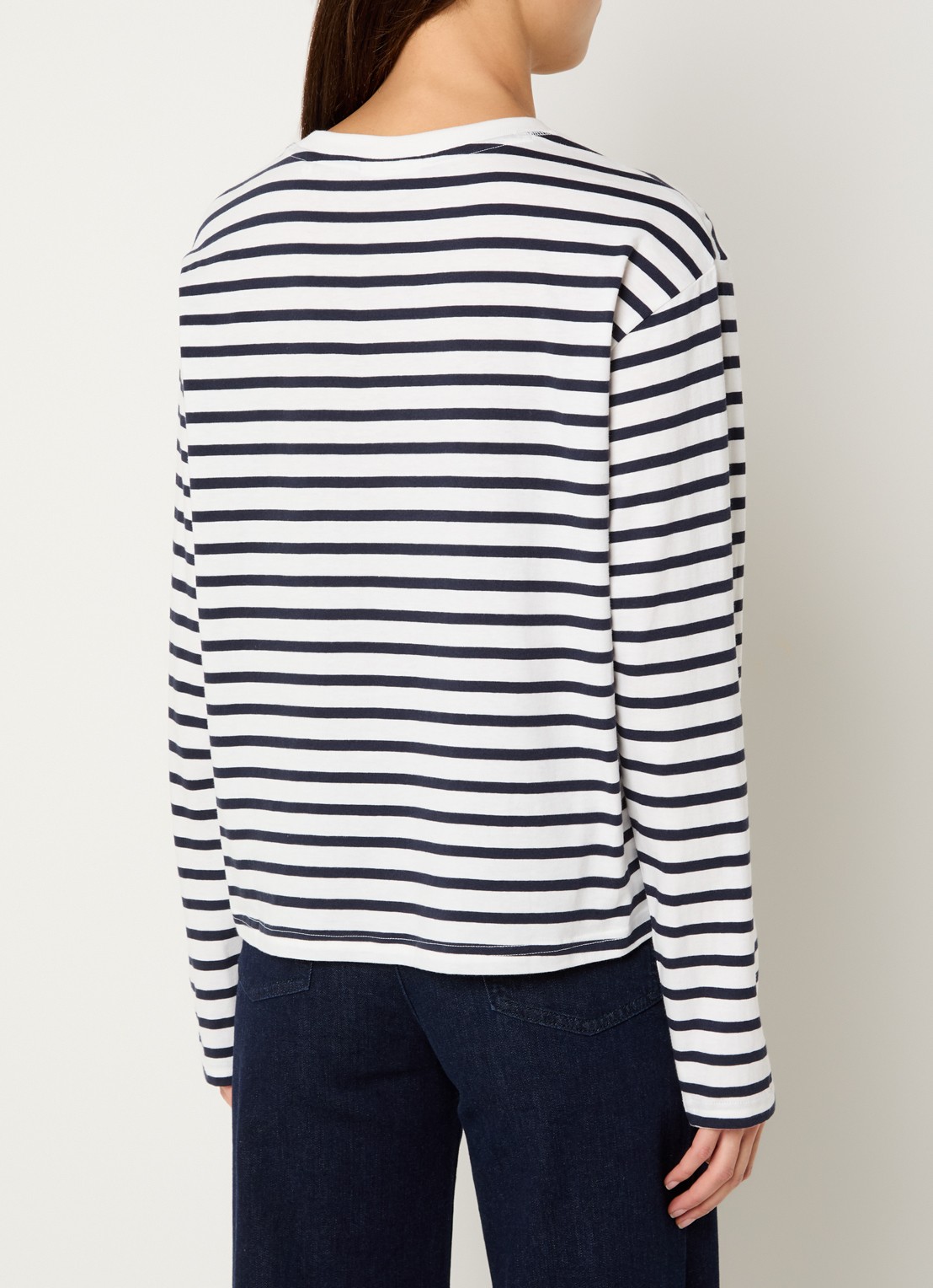 Marc O'Polo Denim Longsleeve met streepprint - achterkant 2 wit