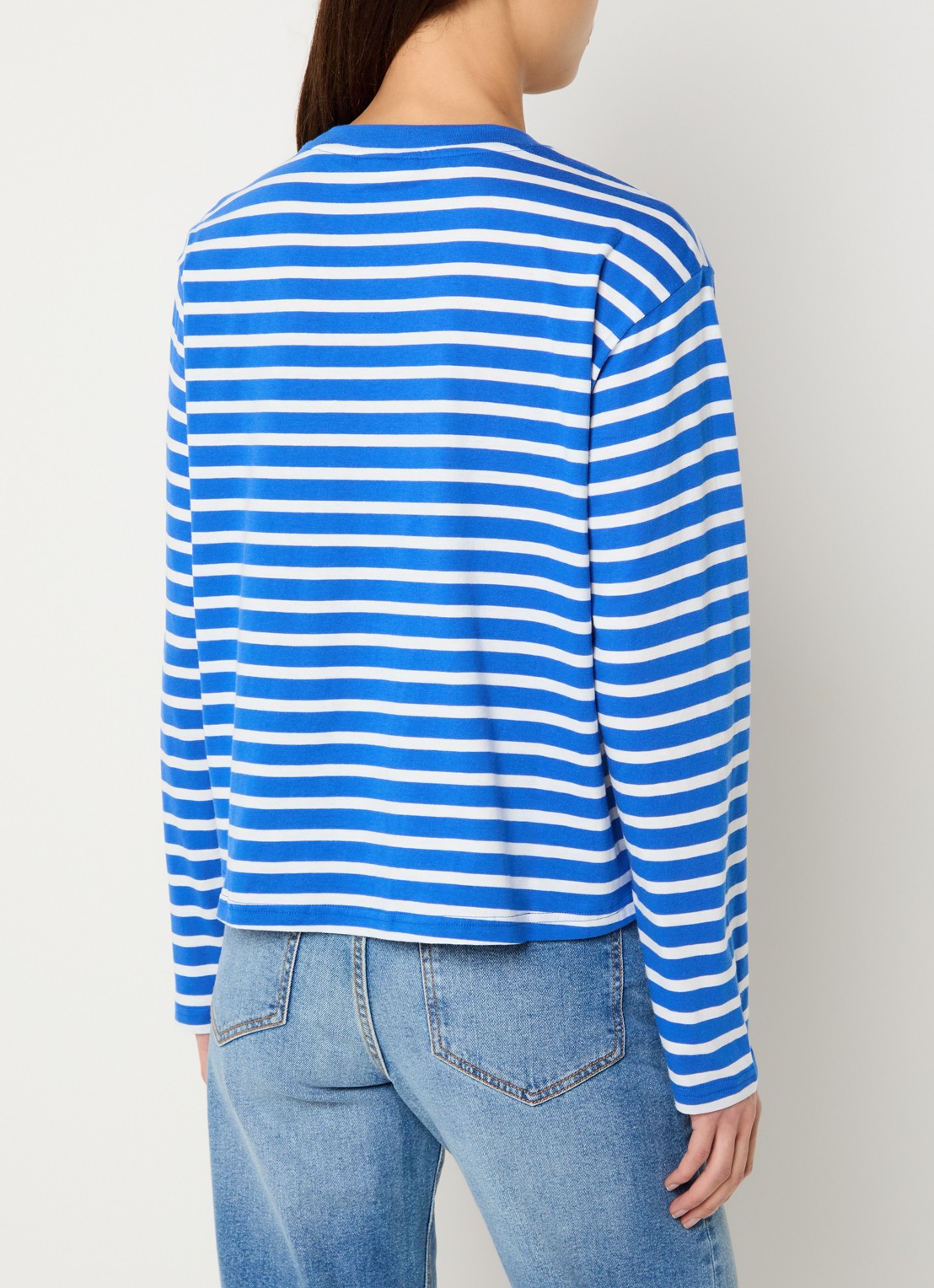 Marc O'Polo Denim Longsleeve met streepprint - achterkant blauw