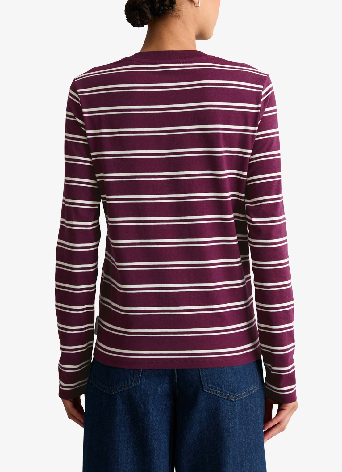 Marc O'Polo Denim Longsleeve met streepprint - achterkant 5 donkerrood
