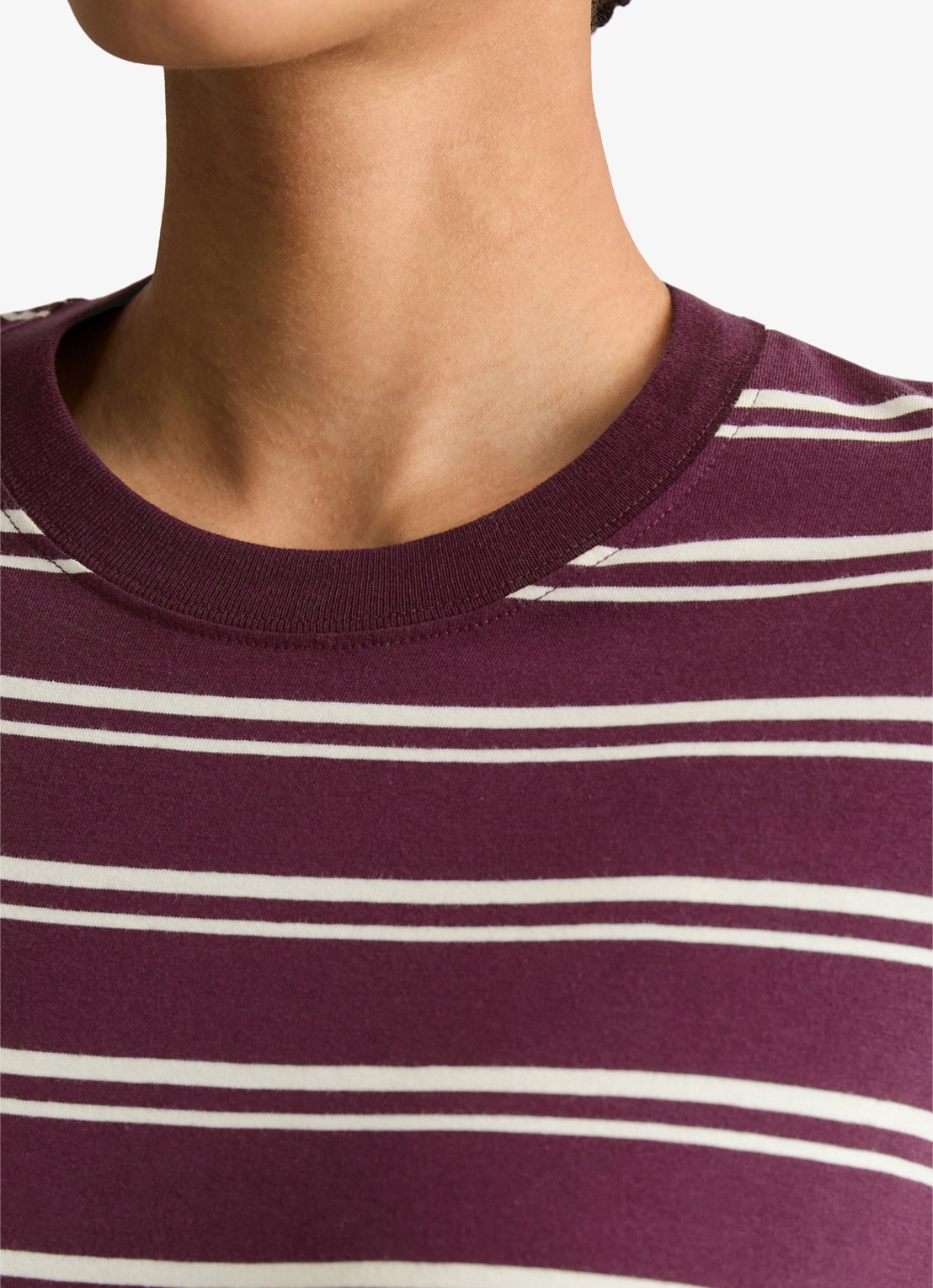 Marc O'Polo Denim Longsleeve met streepprint - detail 2 donkerrood
