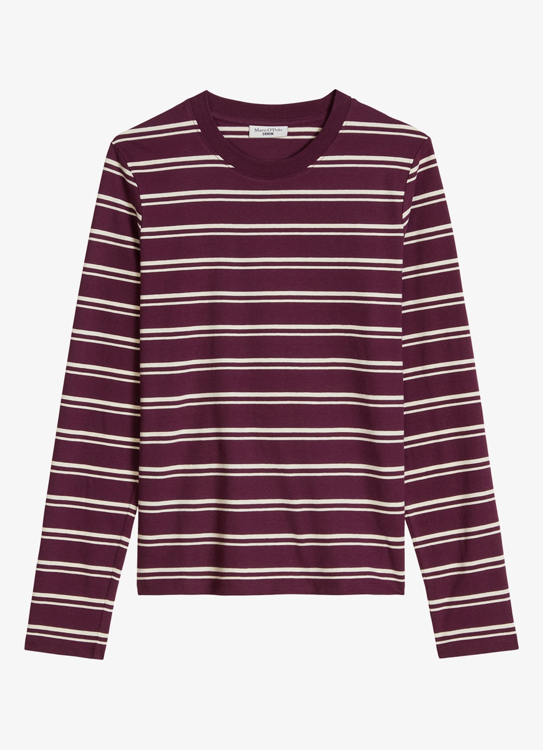 Marc O'Polo Denim Longsleeve met streepprint - voorkant 3 donkerrood