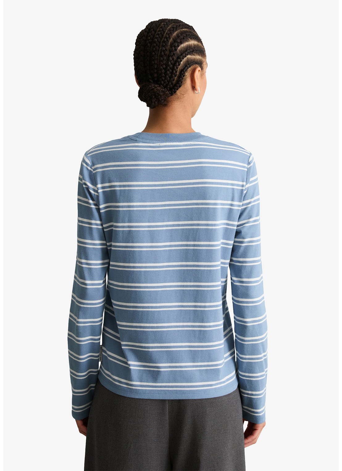 Marc O'Polo Denim Longsleeve met streepprint - achterkant 5 lichtblauw