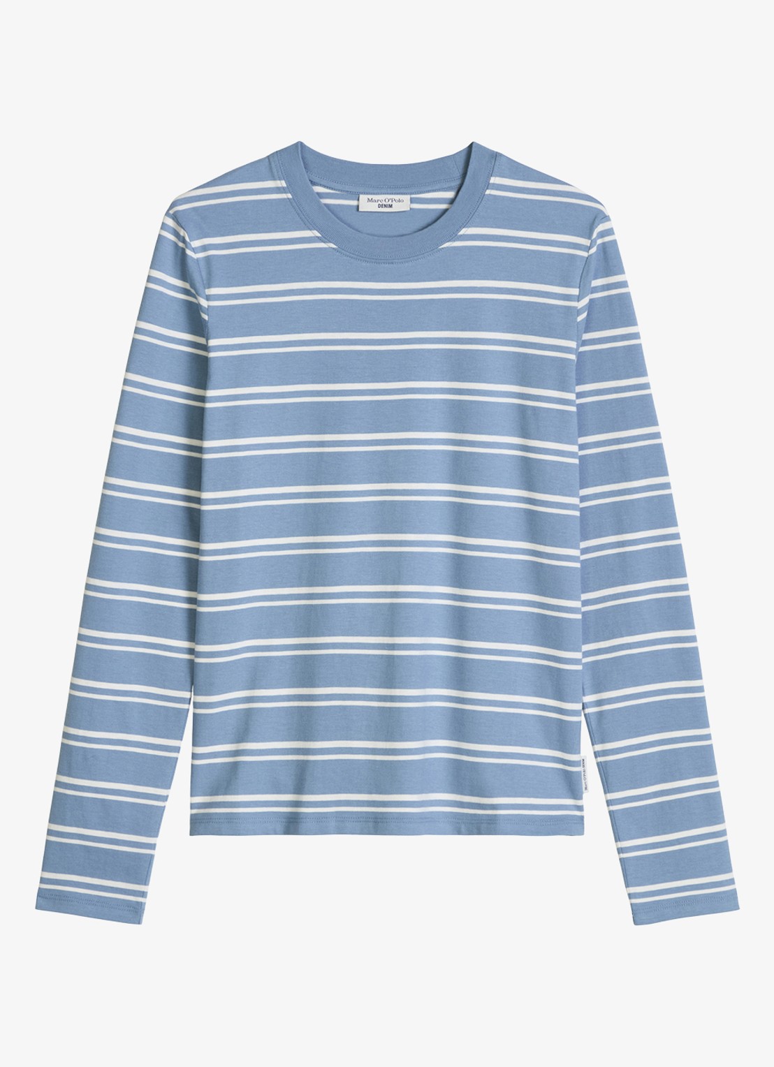 Marc O'Polo Denim Longsleeve met streepprint - voorkant 3 lichtblauw