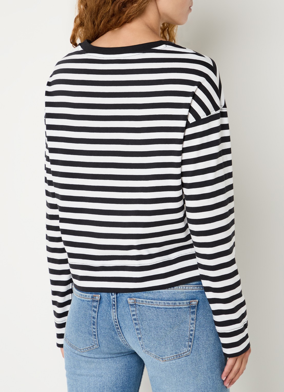 Marc O'Polo Denim Longsleeve van  katoen met streepprint - achterkant zwart