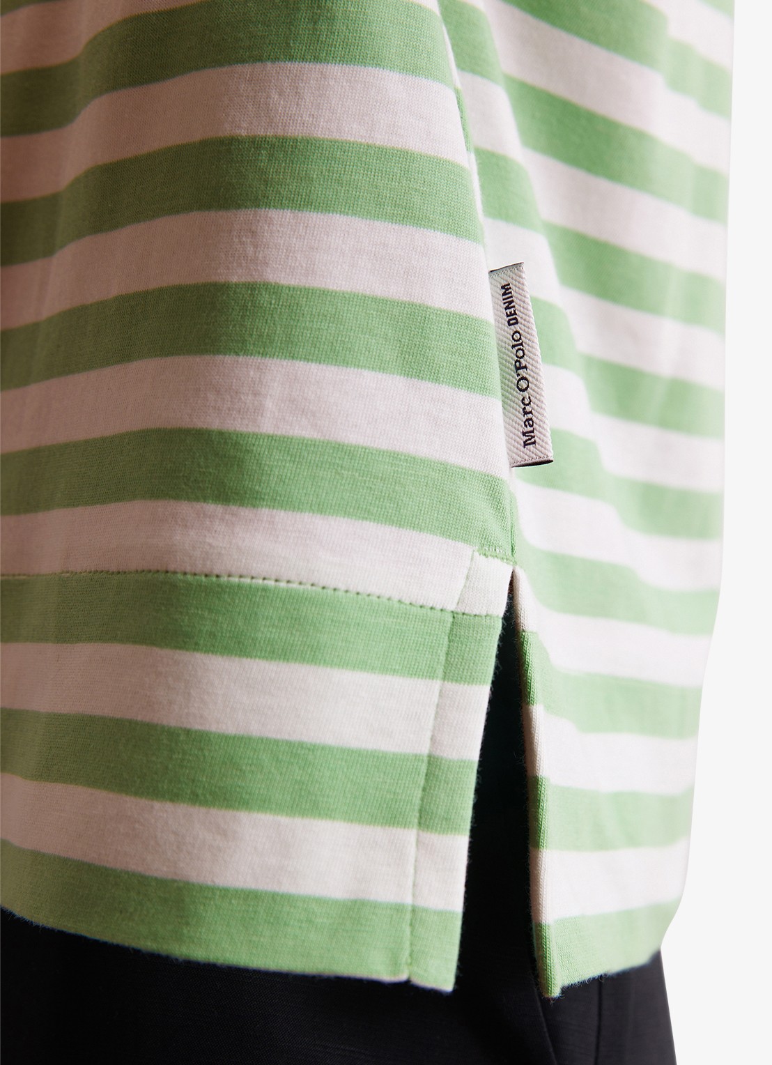 Marc O'Polo Denim Longsleeve van  katoen met streepprint - detail 4 lichtgroen
