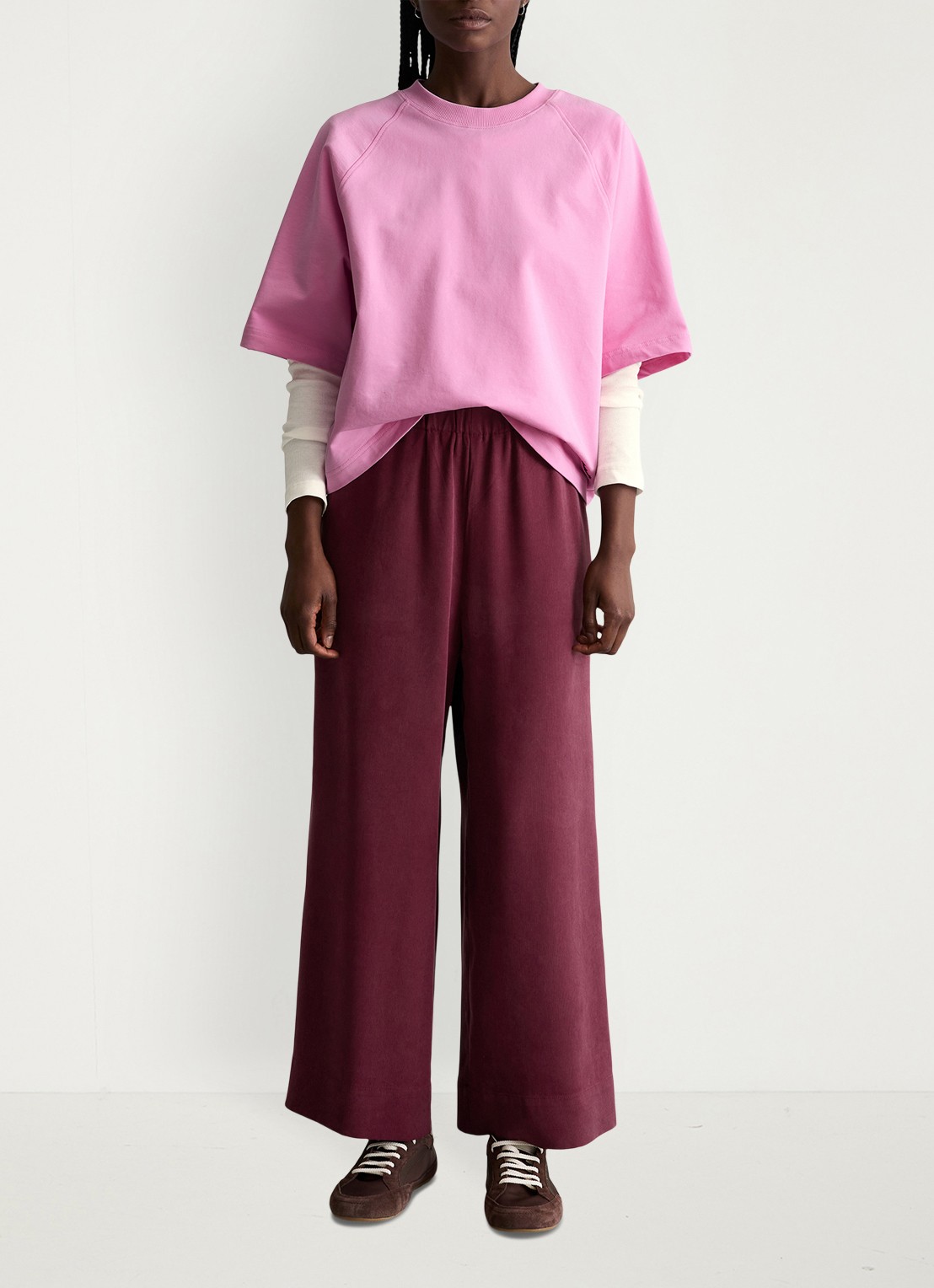 Marc O'Polo Denim Loose fit broek met steekzakken - voorkant 5 merlot red/6932