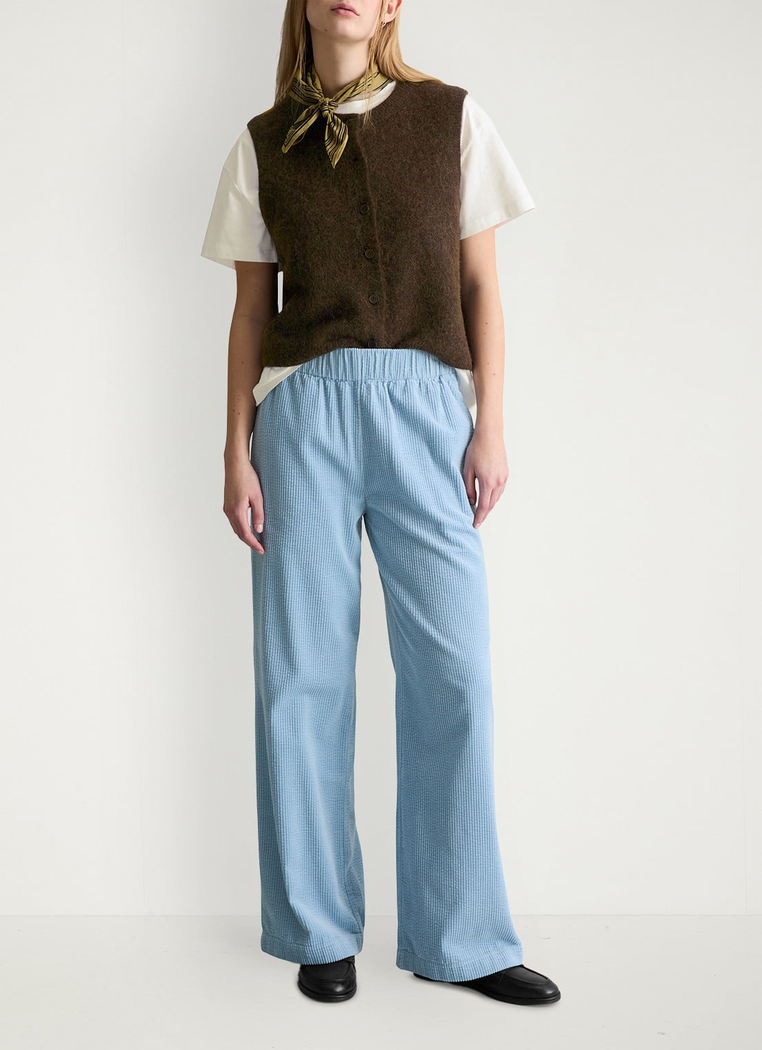 Marc O'Polo Denim Loose fit broek met structuur en steekzakken - voorkant 3 blauw