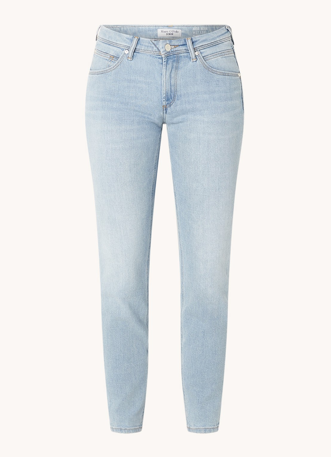 Marc O'Polo Denim Mid waist slim fit jeans met lichte wassing - voorkant 3 indigo
