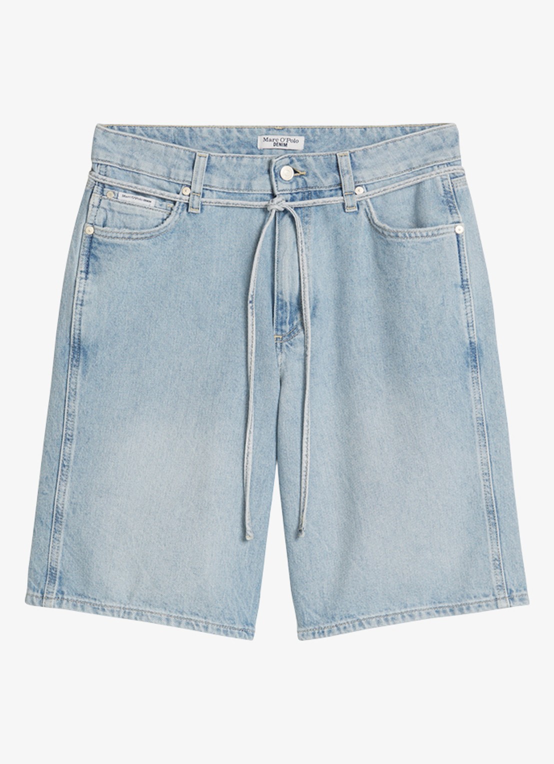 Marc O'Polo Denim Mid waist straight fit korte broek van denim - voorkant light bluemulti63-5761 / blauw